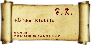 Héder Klotild névjegykártya